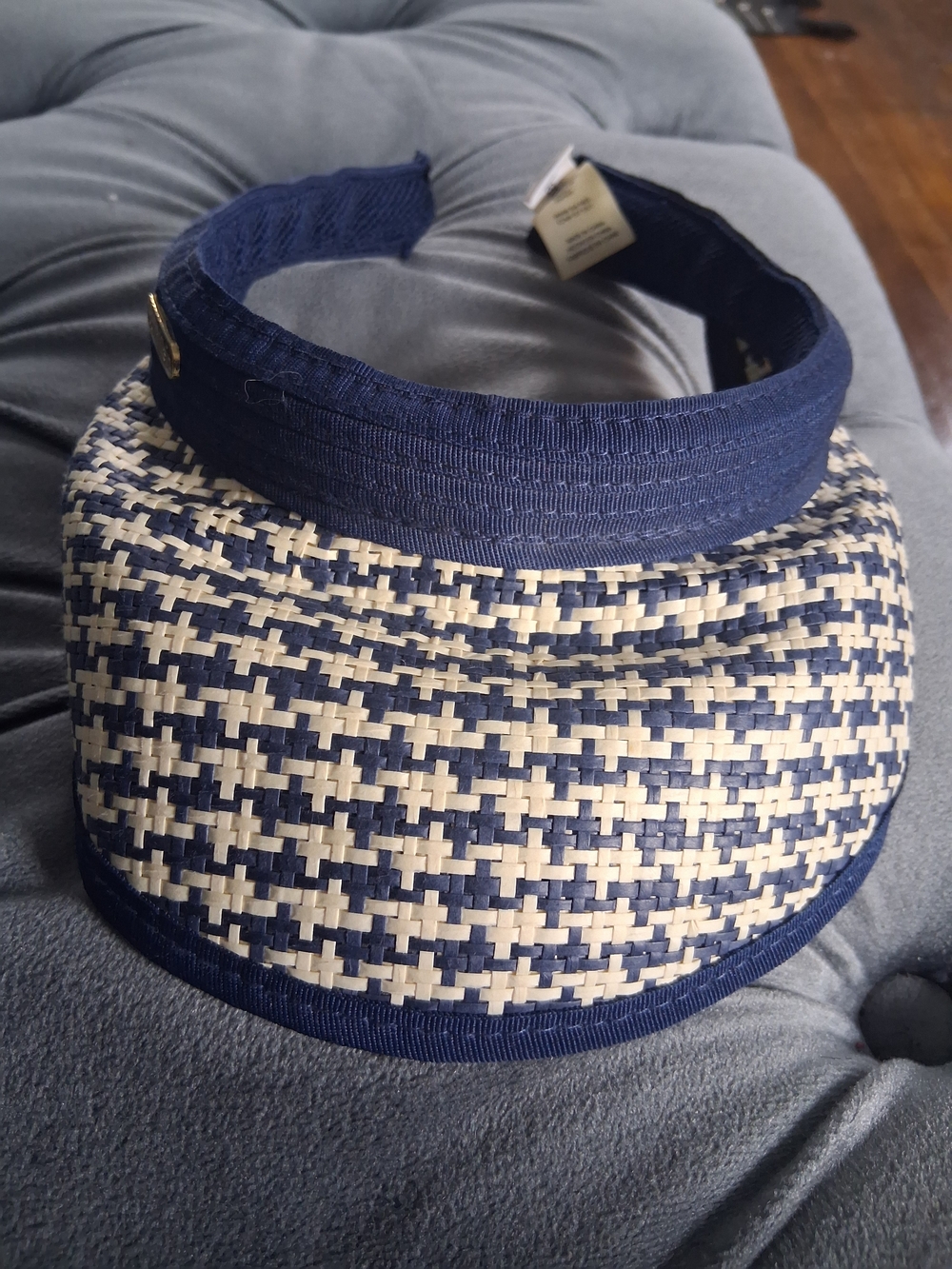 Calvin Klein Navy and Cream Woven Visor